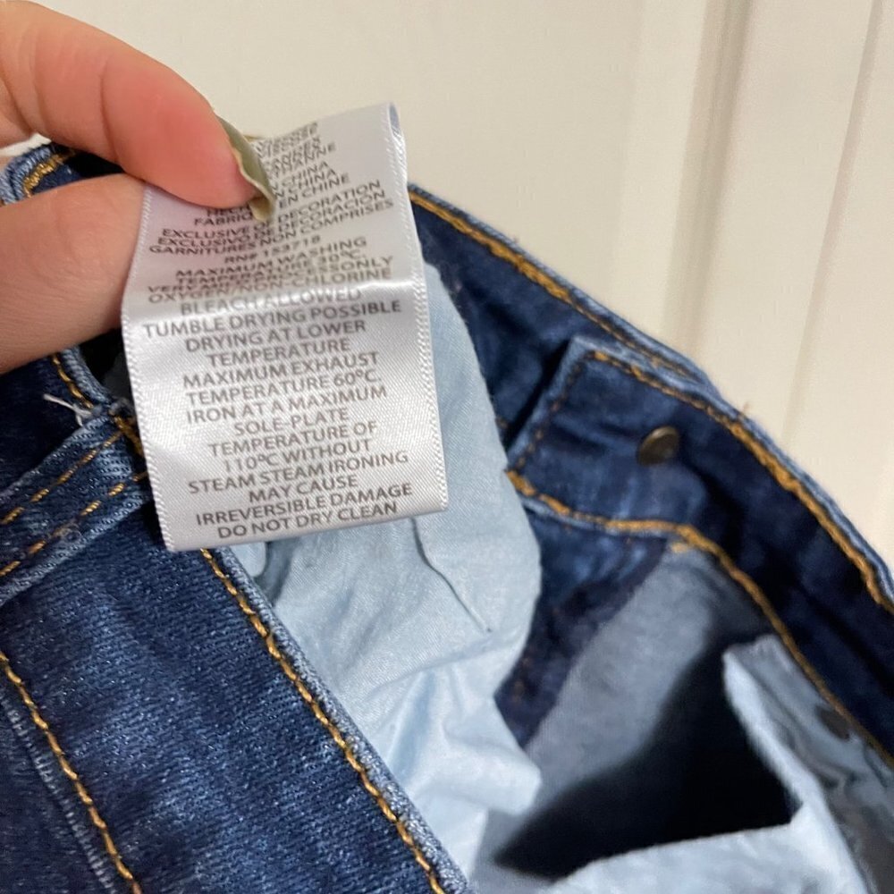 Joes Jeans Kids Girls Dark Wash Distressed Raw Hem Stretch Slim Jeans Size 12 - Picture 9 of 11